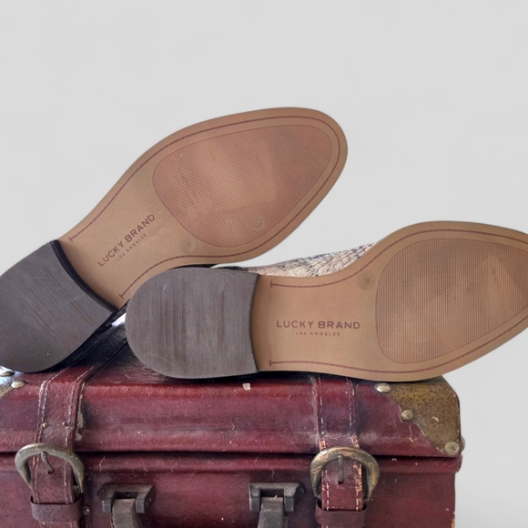 Lucky Brand Ankle Boots Brazilian Leather Snakeskin Pattern 8M Cowgirl Booties - Picture 8 of 11